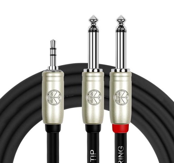 CABLE PLUG 3.5mm STEREO A 2 PLUG 6.3mm MONO 3 METROS KIRLIN
